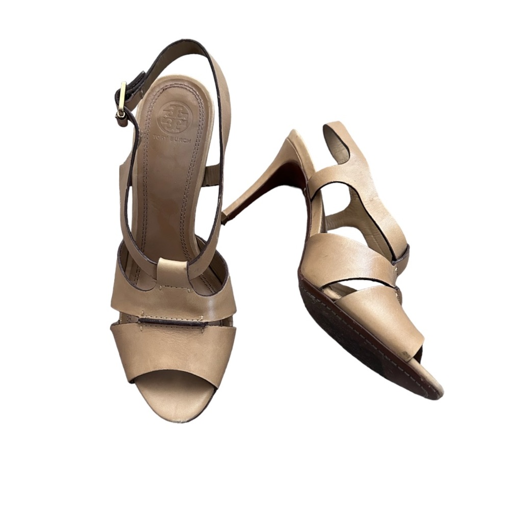 Tory Burch tan strap heels